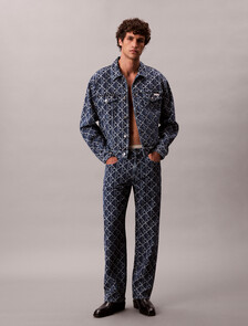 Allover Logo 90's Straight Jeans, INDIGO EMBLEM, hi-res