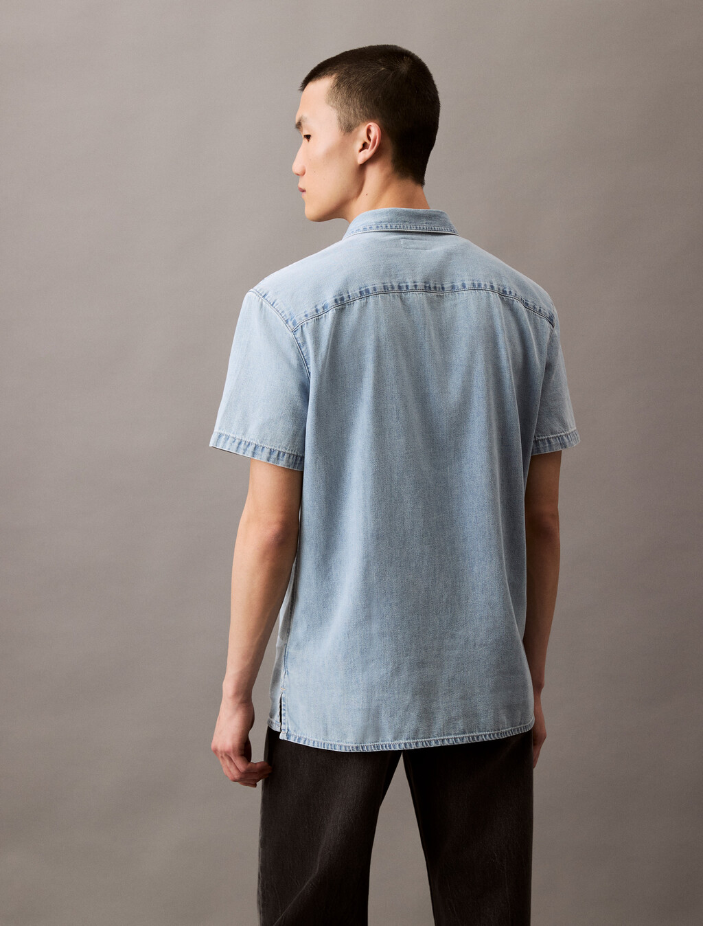 CK Light Indigo Short Sleeve Denim Shirt, CK LT INDIGO, hi-res