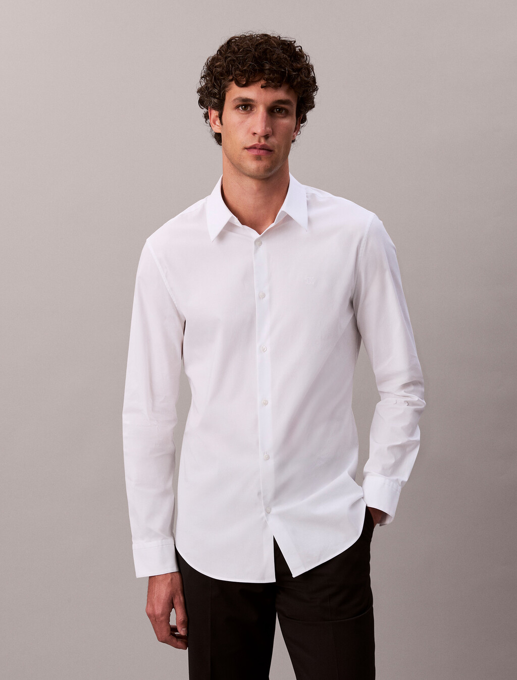 Slim Stretch Poplin Shirt, Brilliant White, hi-res