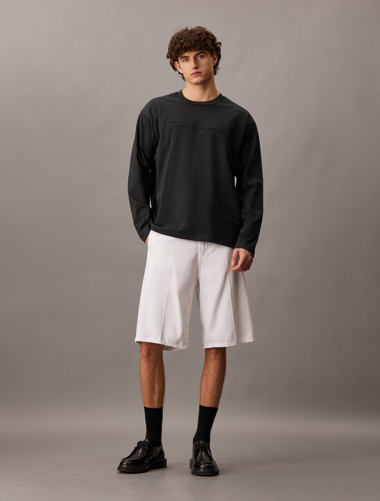 Institutional Logo Long Sleeve Tee, Ck Black Institutional Logo Long Sleeve Tee