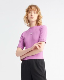 SMALL LOGO BADGE RIB KNIT TOP, Iris Orchid, hi-res