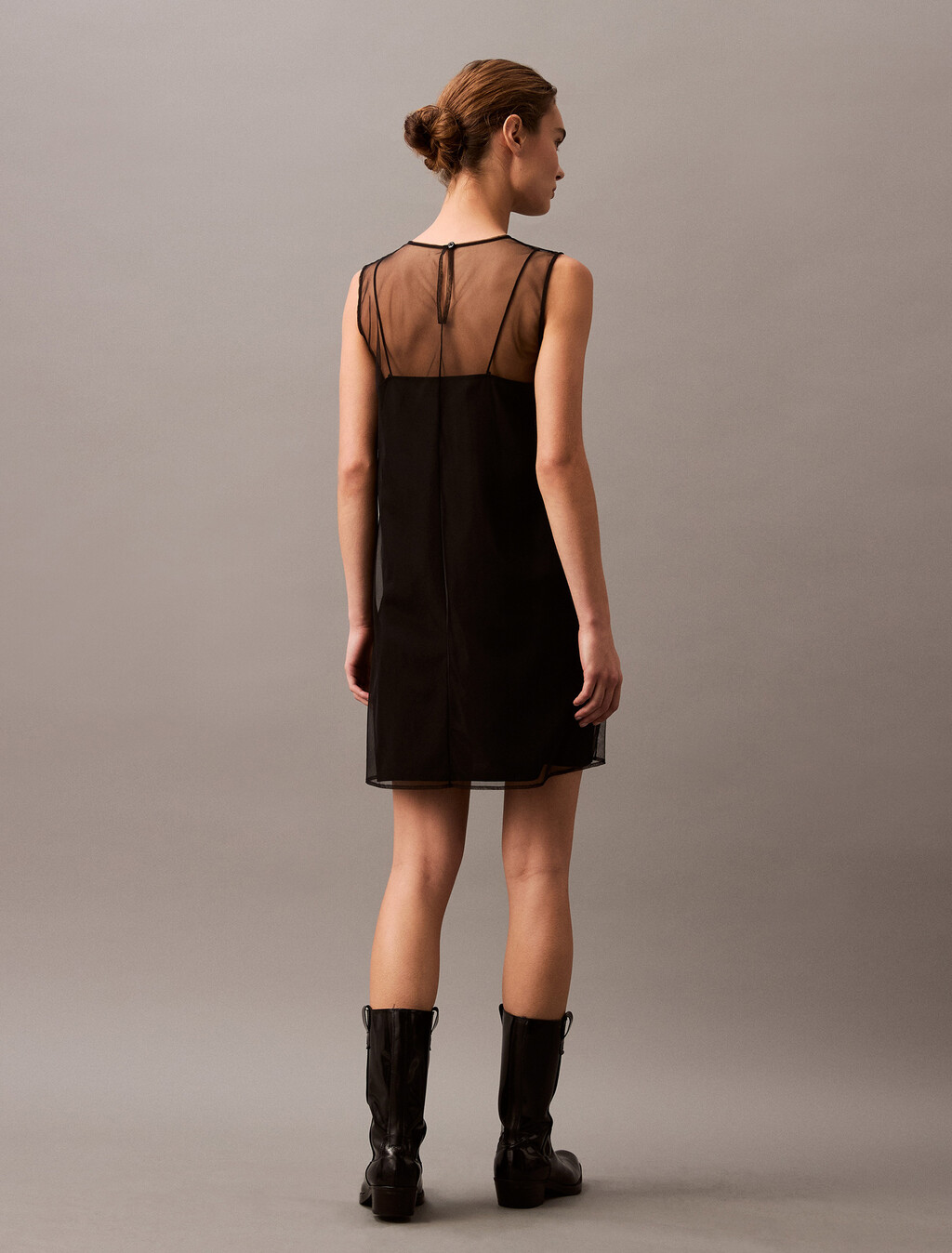 Embroidered Mini Dress, Black, hi-res