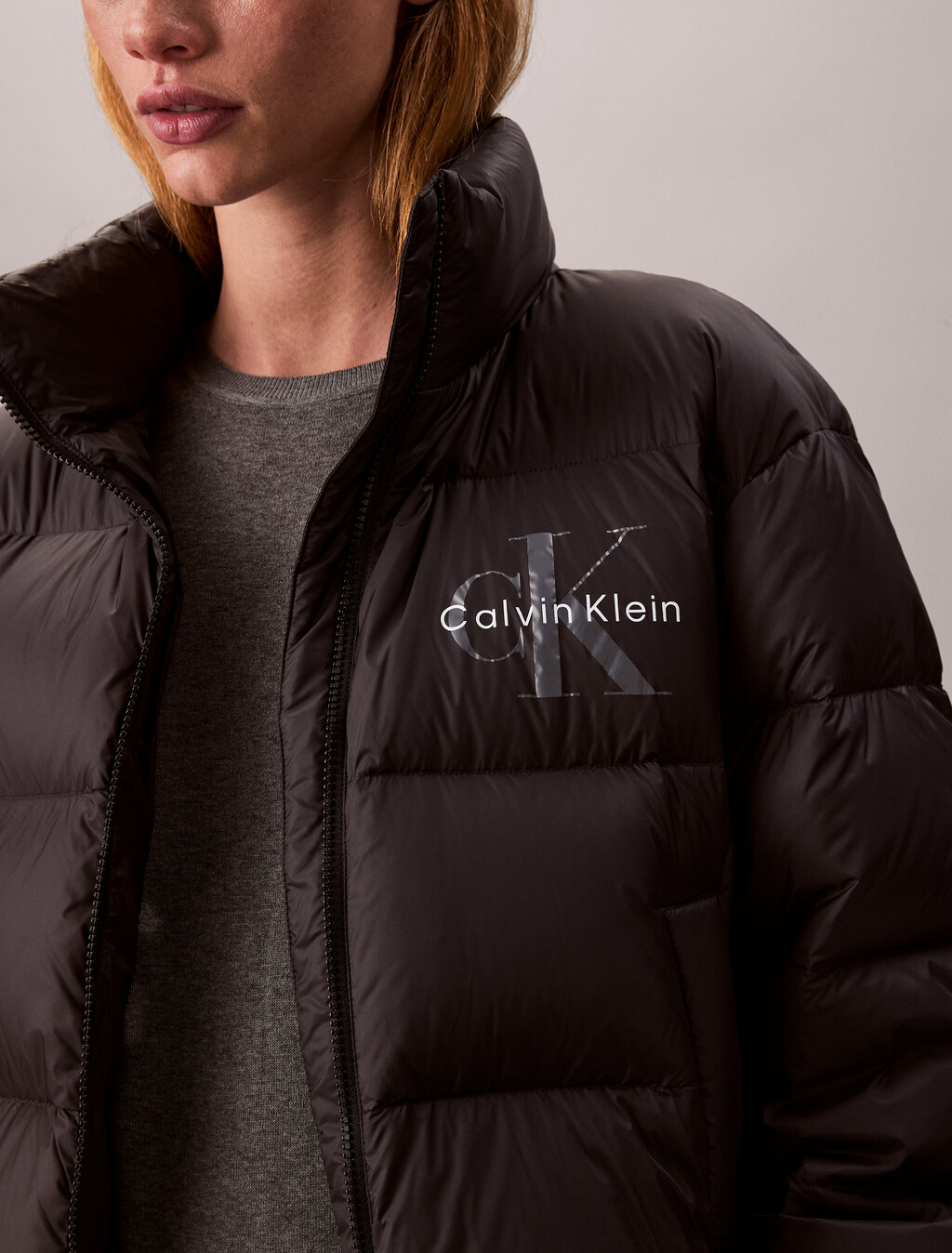 Monogram Down Puffer Jacket, Black, hi-res
