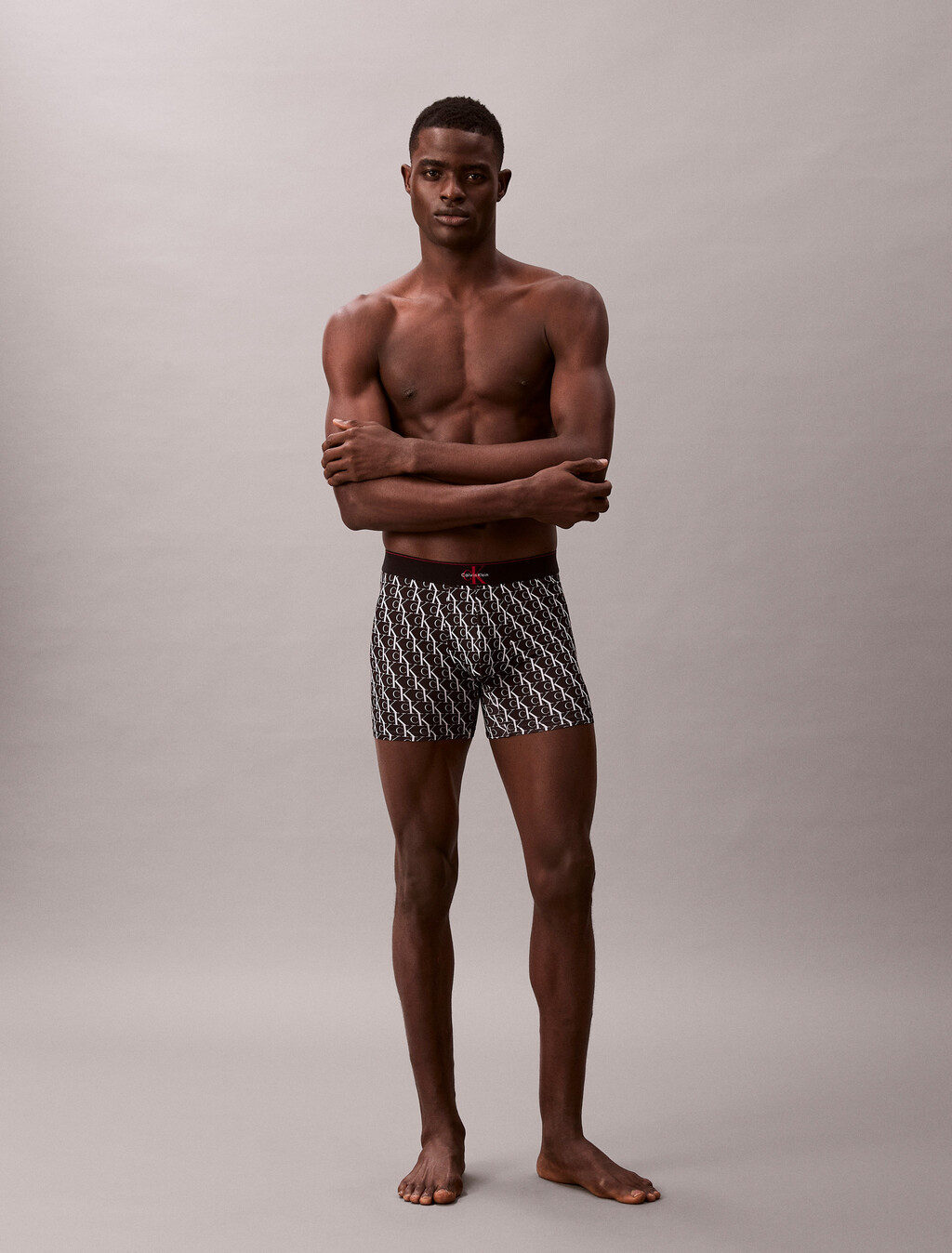 Graphic Monogram Microfiber Stretch Boxer Brief, STEPPING LOGO BLACK, hi-res