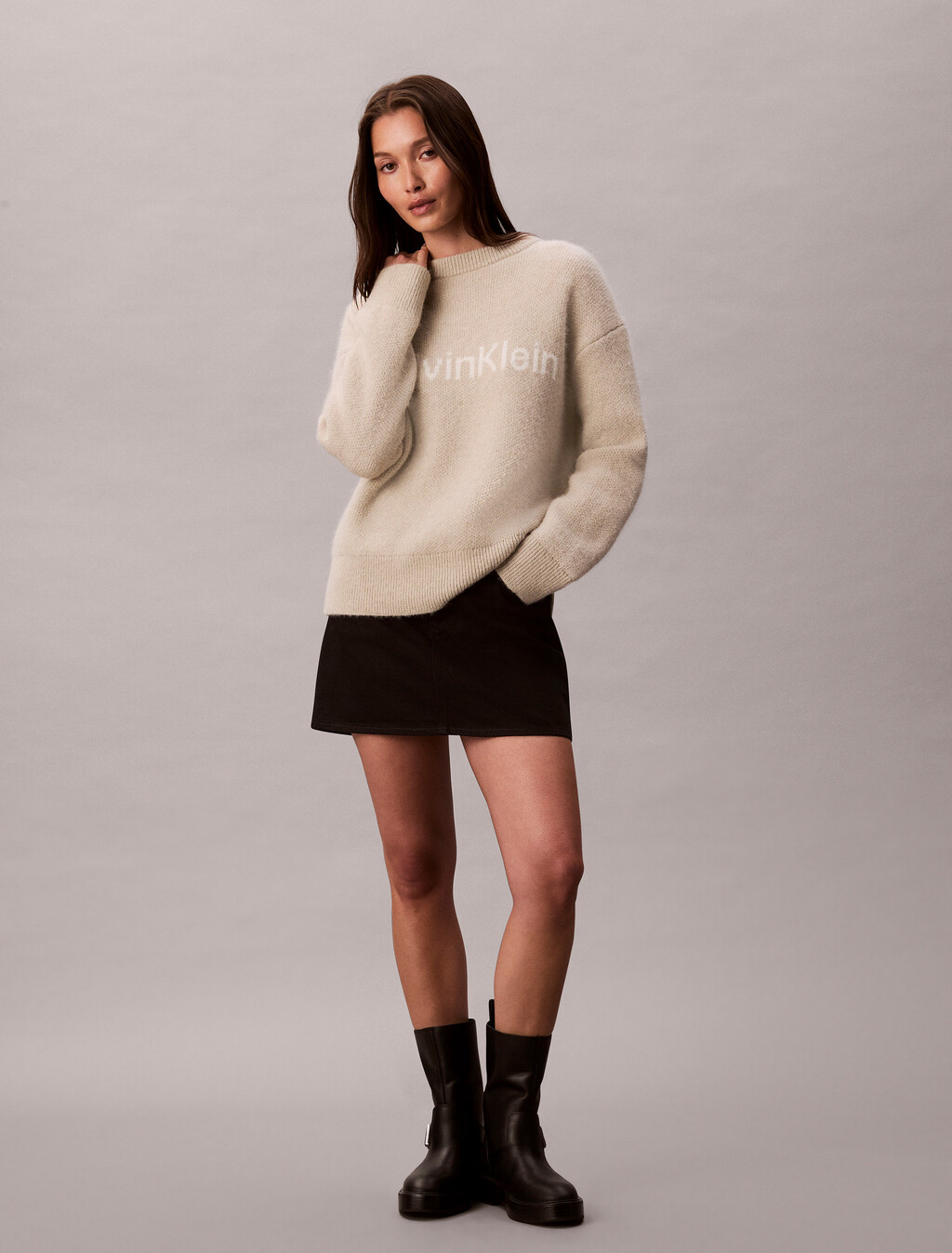 Alpaca Blend Logo Jumper, Pelican, hi-res