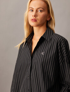 Cropped Stripe Shirt, Ck Black, hi-res