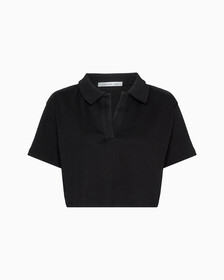 Relaxed Ribbed Polo Shirt, Ck Black, hi-res