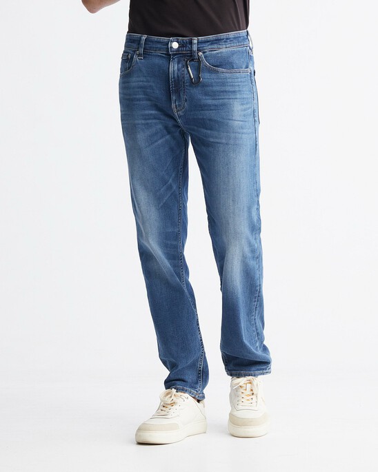 Italian Denim Slim Straight Cropped Jeans