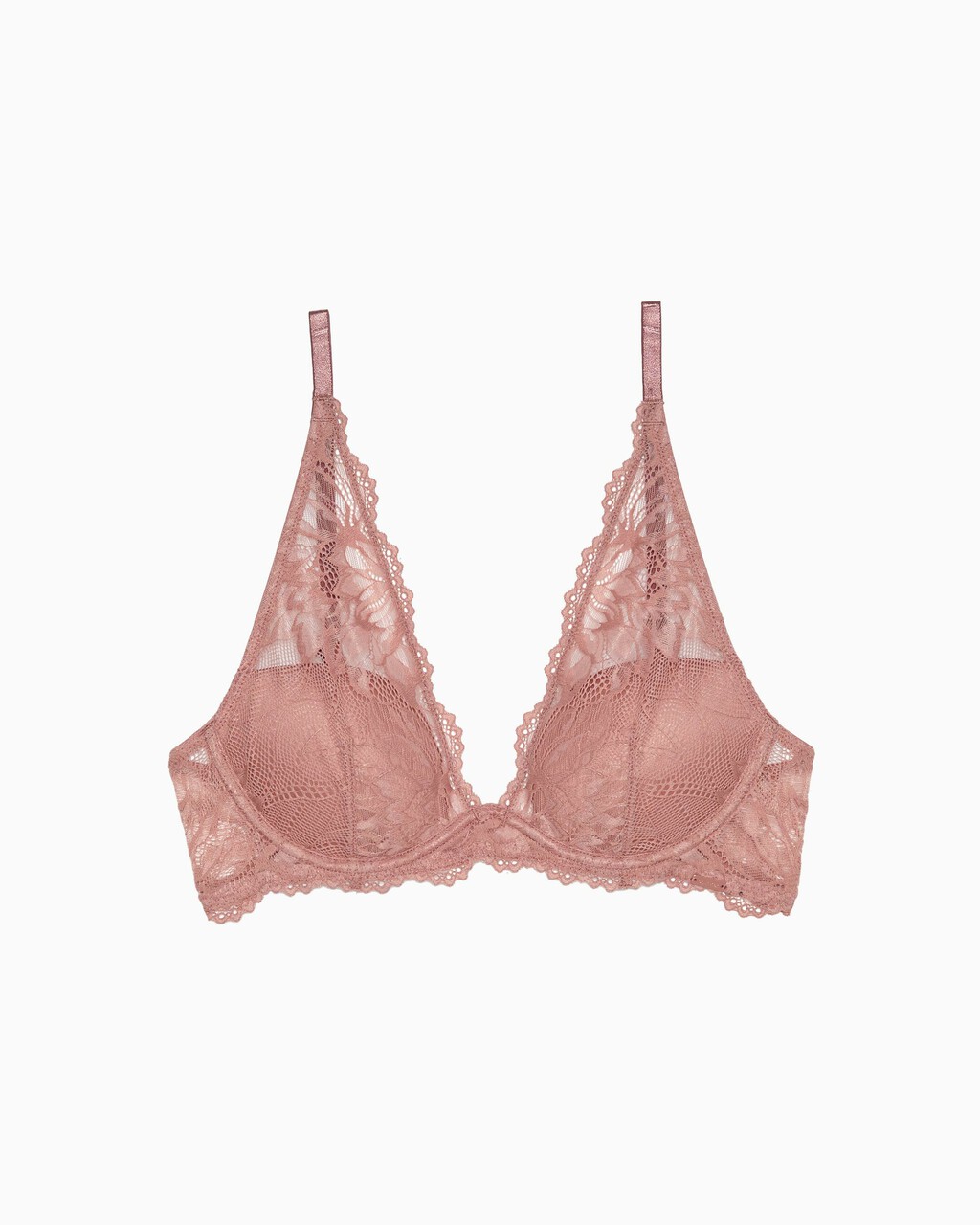 Seductive Comfort Lotus Floral Lightly Lined Plunge Bra, Red Grape, hi-res