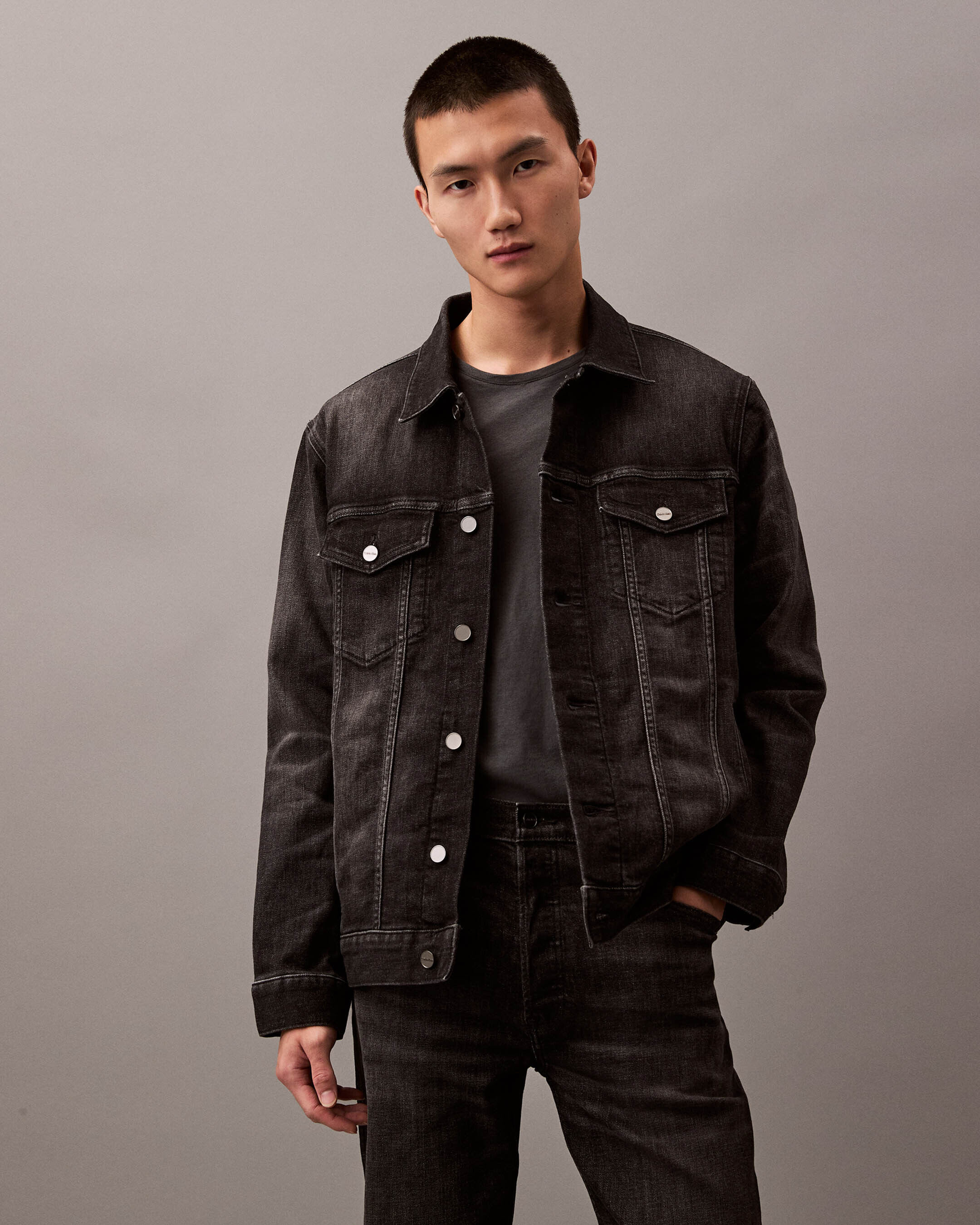 Cashmere Denim Trucker Jacket black Calvin Klein Singapore