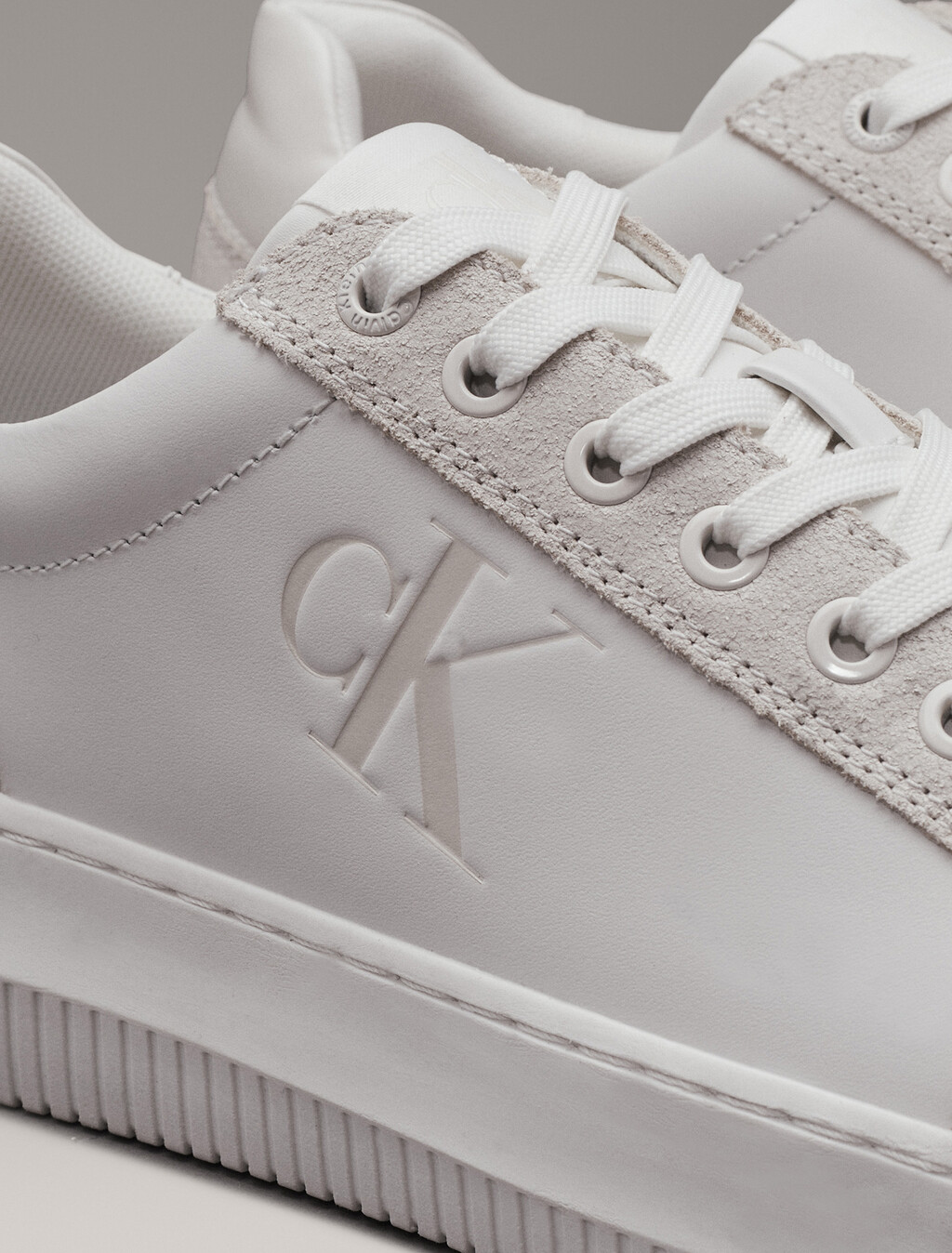 Leather Trainers, Bright White/Creamy White, hi-res