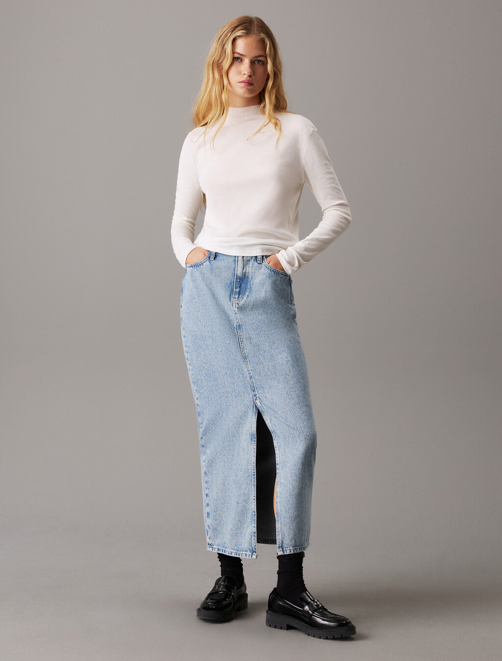 Denim Maxi Skirt, Denim Light, hi-res