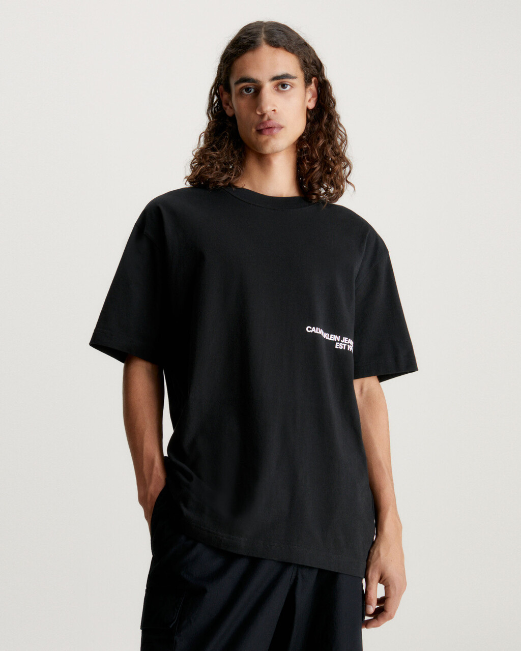 Relaxed Spray Print T-Shirt | black | Calvin Klein Singapore