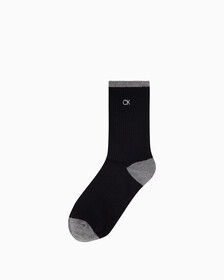 Women's 1 Pack Rib Crew Socks, BLACK, hi-res