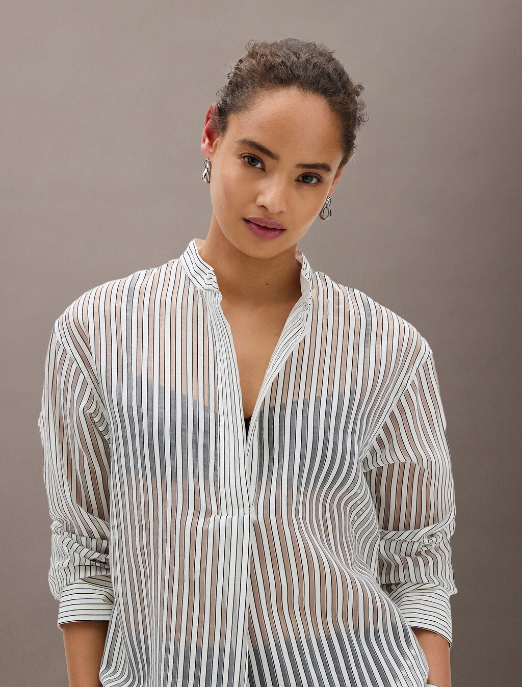 Jacquard Stripe Popover Shirt, 18814 As Header+Ipeker Stripe, hi-res