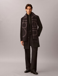 Bold Logo Woven Scarf, Black/ Iron Gate, hi-res