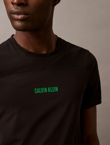 Intense Power Gym T-Shirt, BLACK W/ BLOSSOM GREEN LOGO, hi-res