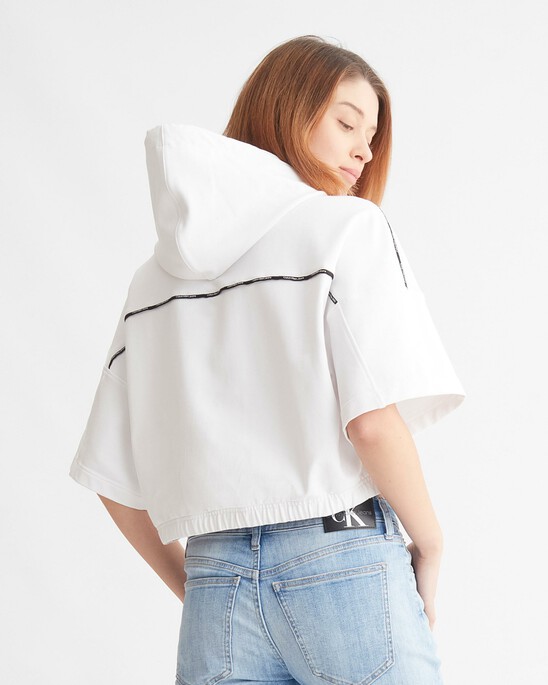 LOGO TAPE CROPPED HOODIE