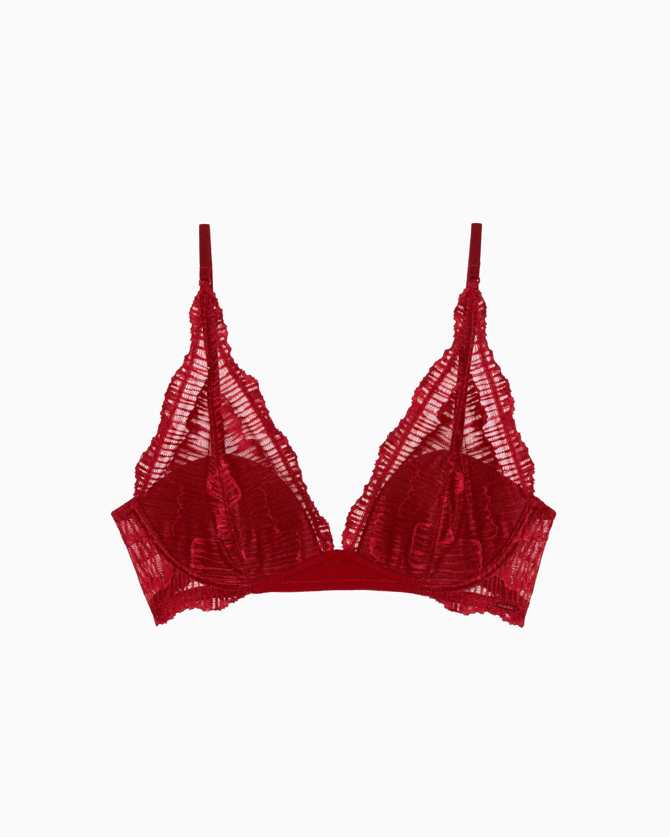 CK Black Linear Lace Lightly Lined Triangle Bra red Calvin Klein Singapore