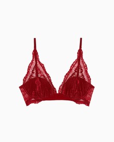 CK BLACK LINEAR LACE LIGHTLY LINED TRIANGLE BRA, Red Carpet, hi-res