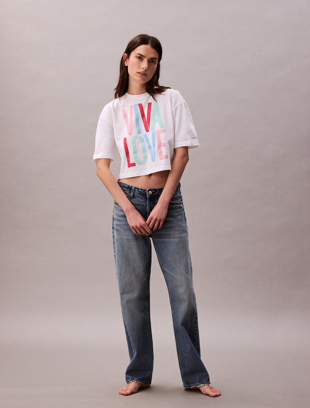 Pride Viva Love Graphic Cropped Relaxed T-Shirt, Bright White, hi-res