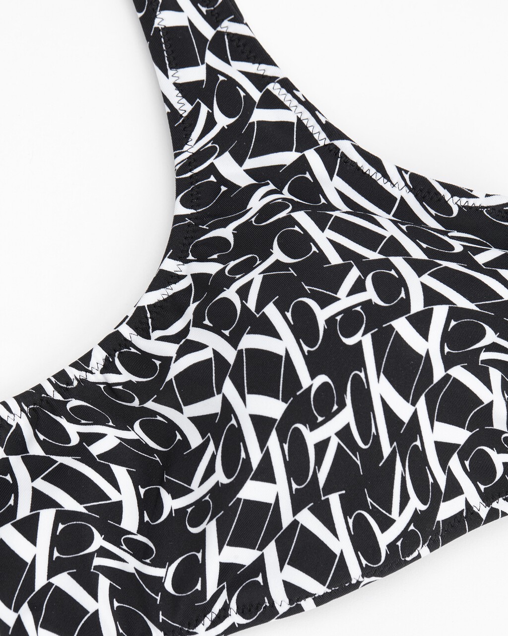 CK One Warped Monogram Swim Bralette, Ck One Warped Monogram Black Aop, hi-res