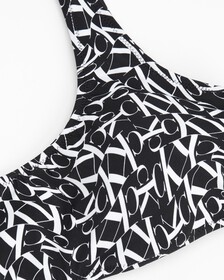 CK One Warped Monogram Swim Bralette, Ck One Warped Monogram Black Aop, hi-res