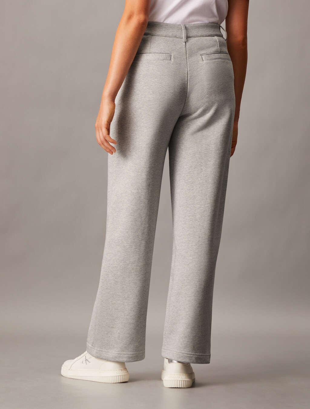 Cotton Terry Wide Leg Pants, Light Grey Heather, hi-res