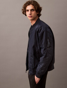 Padded Nylon Bomber Jacket, Dark Sapphire, hi-res