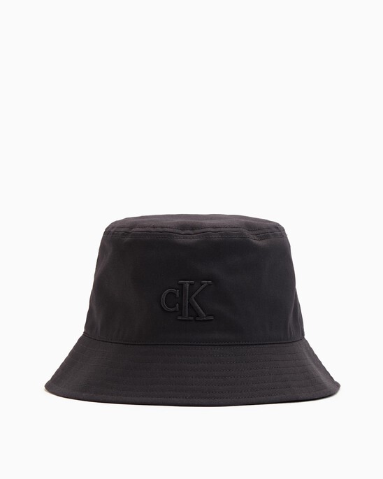 Calvin Klein Men's Embroidered Monogram Logo Twill Bucket Hat - Black