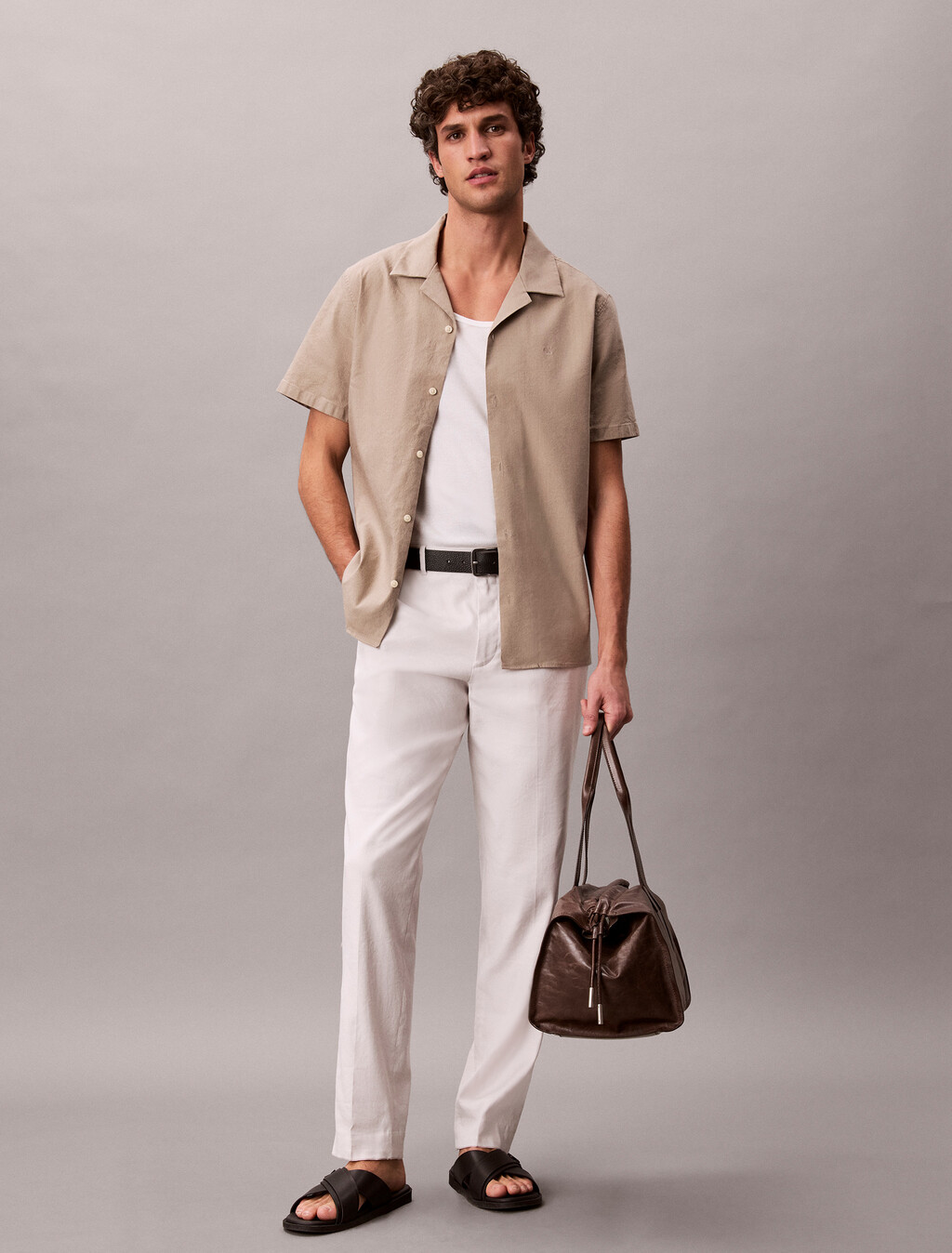 Linen Lyocell Classic Fit Shirt, Roasted Cashew, hi-res
