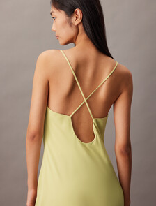 Polyester Crepe Slip Dress, Hay, hi-res