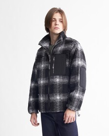 Shadow Plaid Sherpa Jacket, Ck Black, hi-res