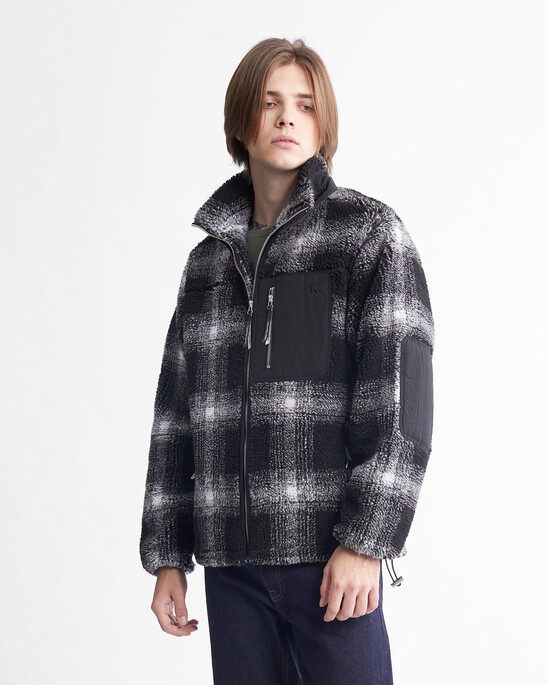 Shadow Plaid Sherpa Jacket