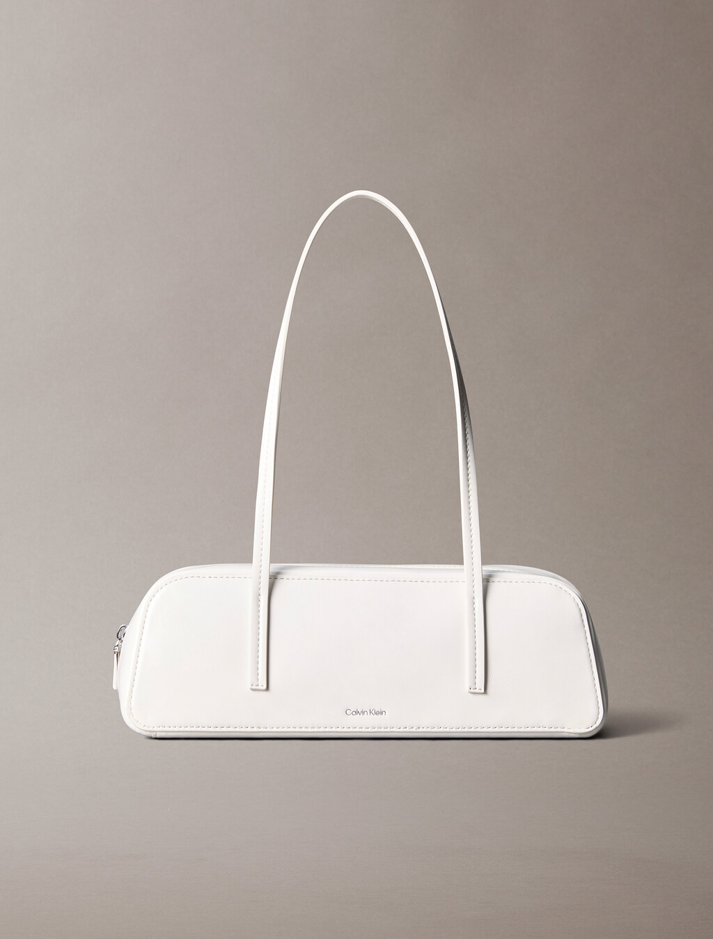 Glossy Foil Logo Bauletto Shoulder Bag, White Alyssum, hi-res