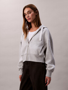 Logo Tape Zip Hoodie, BC04 History Heather, hi-res