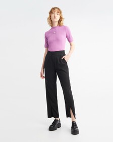 SMALL LOGO BADGE RIB KNIT TOP, Iris Orchid, hi-res