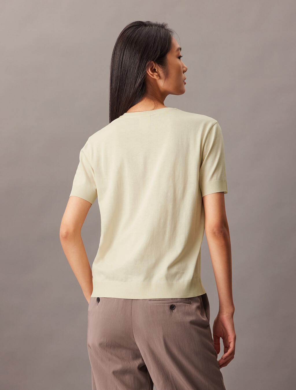 Silk Cotton Crewneck Tee, Steam Green, hi-res