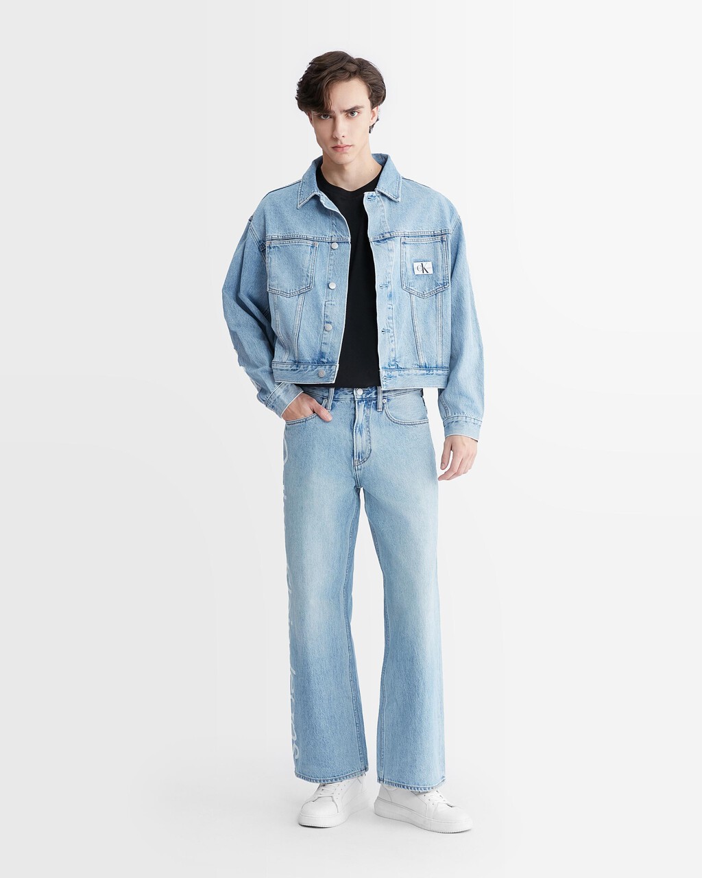 90S Loose Knockout Logo Jeans, Denim Light, hi-res