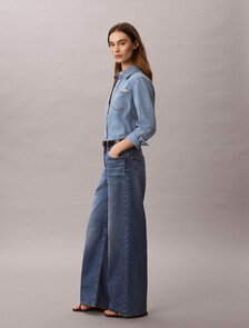 Wide Leg Linen Jeans, LANDMARK BLUE, hi-res