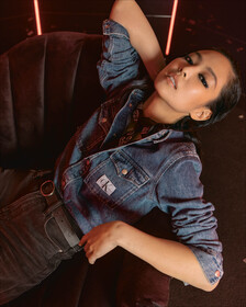 Stonewash Slim Denim Shirt, Denim Medium, hi-res