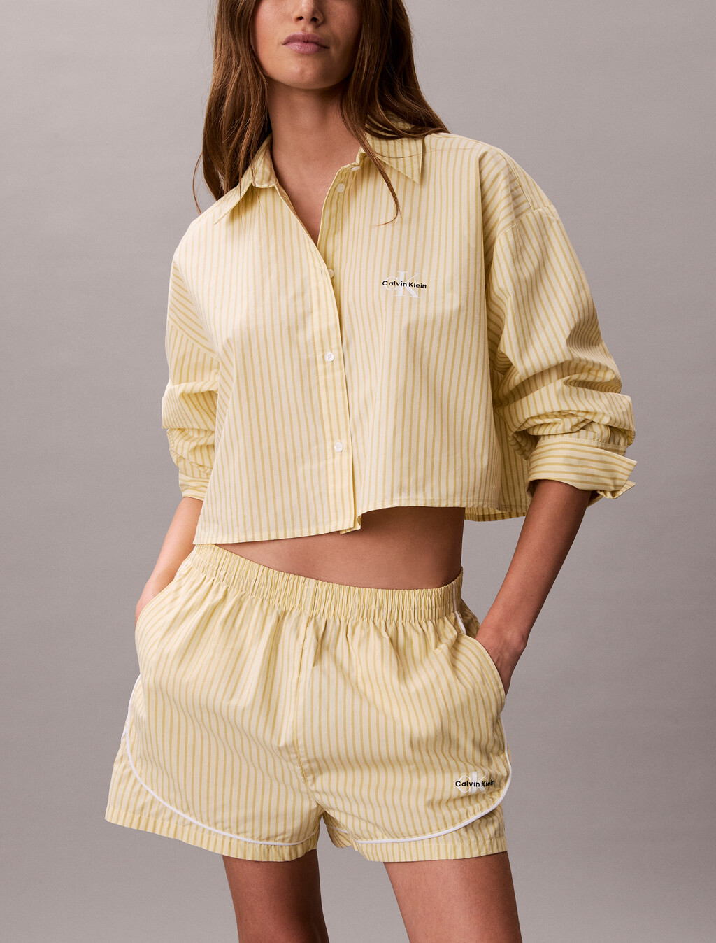 Cotton Poplin Pyjama Shorts, SERA STRIPE PEAR SORBET, hi-res
