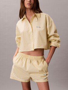 Cotton Poplin Pyjama Shorts, SERA STRIPE PEAR SORBET, hi-res
