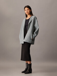 Double Face Cashmere Wool Short Coat, B10 Grey Heather, hi-res