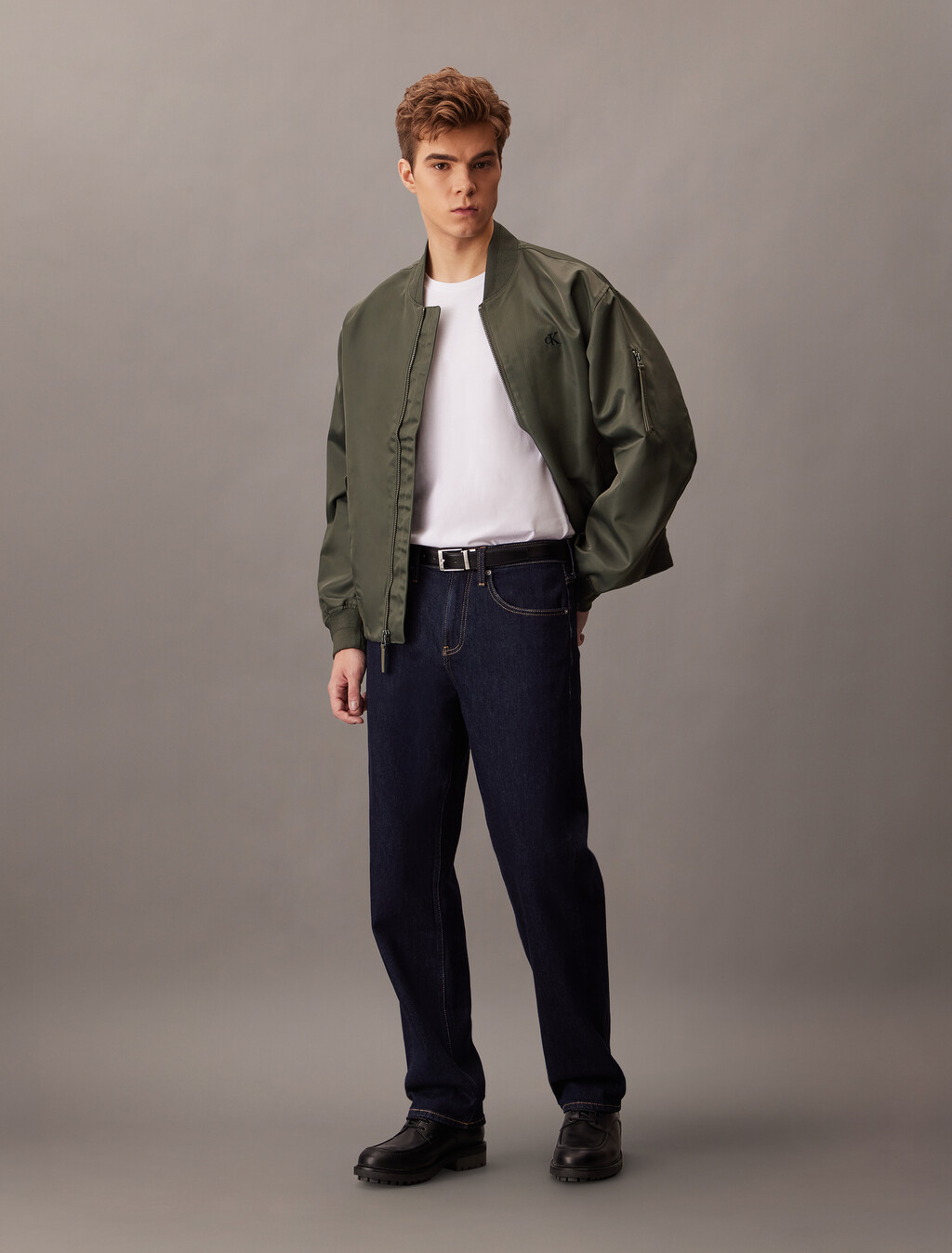 Nylon Bomber Jacket, Beluga, hi-res