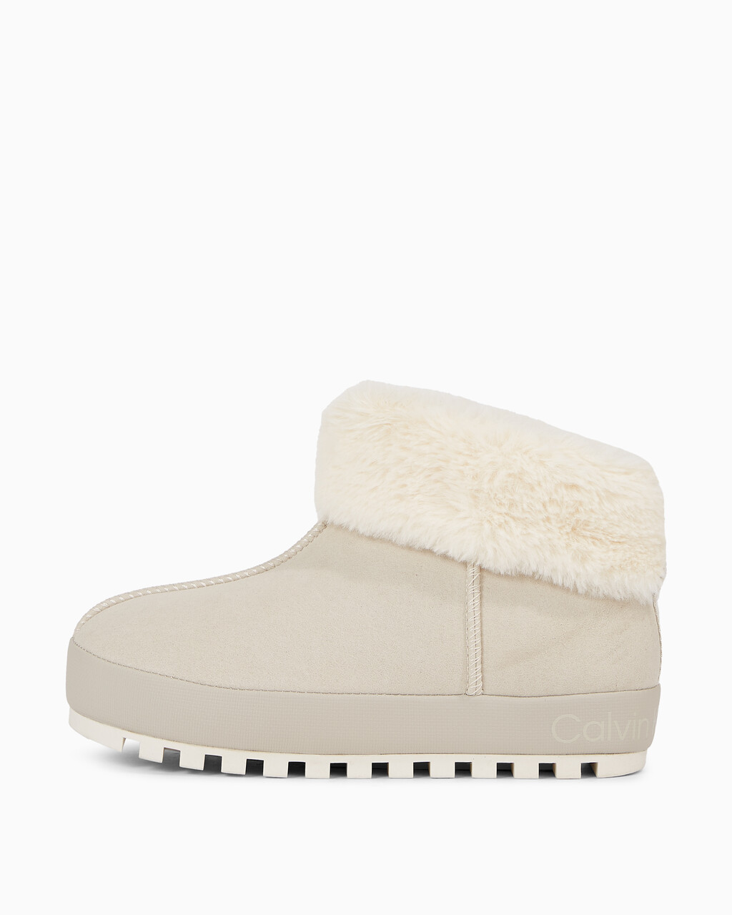 Faux Suede Slippers, Eggshell/Creamy White, hi-res