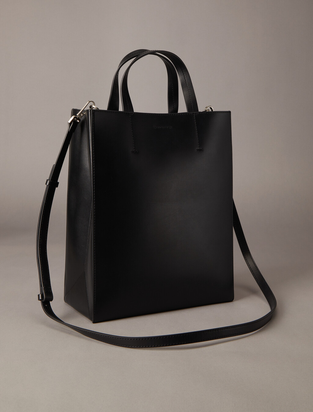 CK Paper Bag Leather Mini Tote, Black Beauty, hi-res