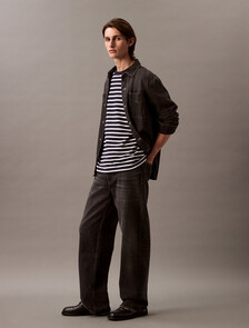 Bold Stripe Heavyweight Cotton Tee, Dark Sapphire, hi-res