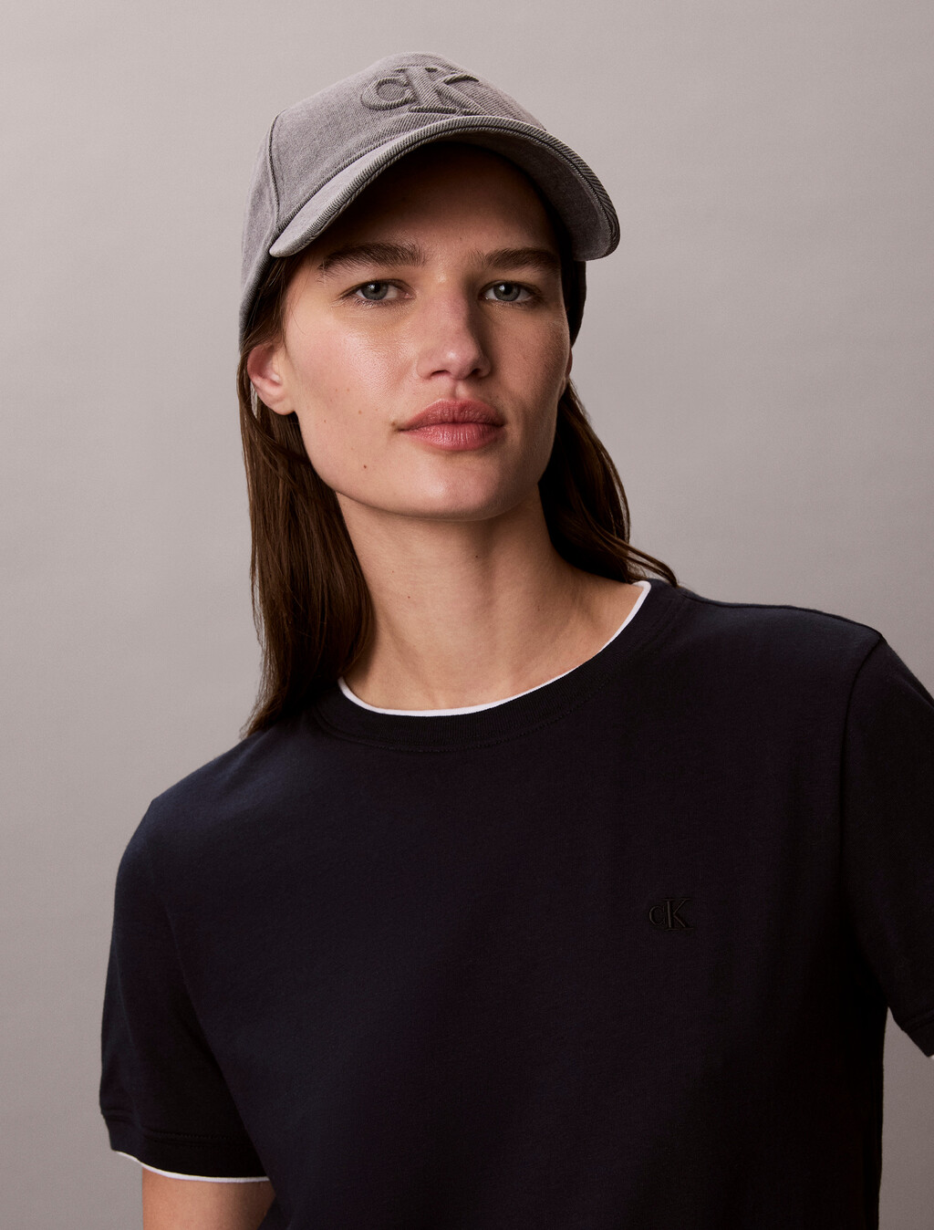 Contrast Trim Cotton Modal Tee, Dark Sapphire, hi-res