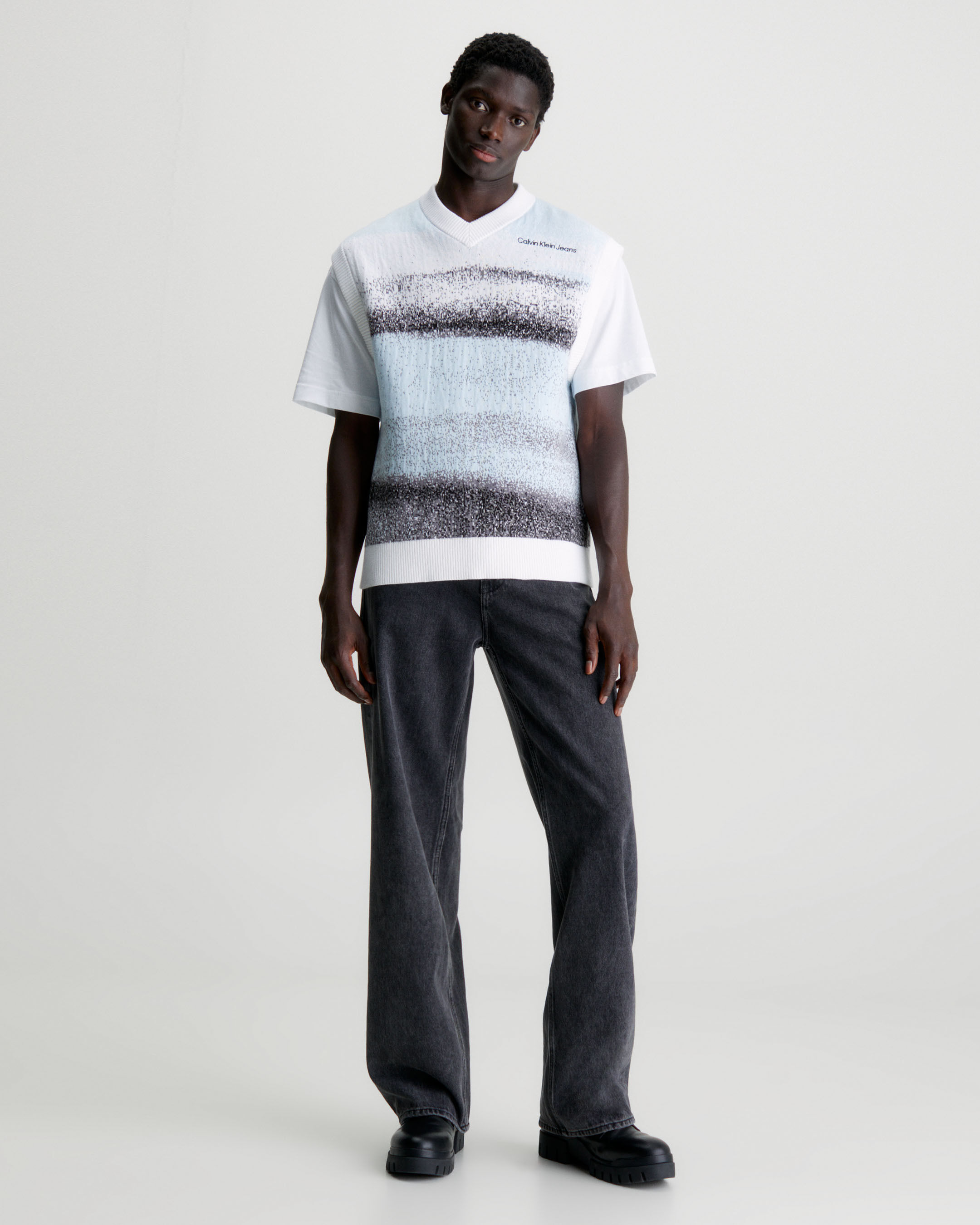人気の贈り物が Cotton Jacquard Knit Vest | blue | Calvin Klein Singapore トップス